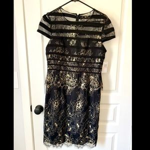 Black/Gold lace overlay cocktail dress.